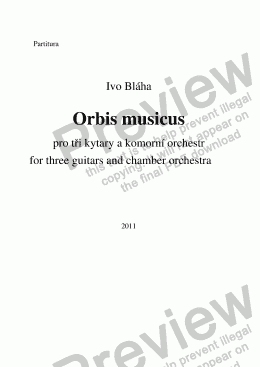 page one of ORBIS MUSICUS for three guitars & chamber orchestra