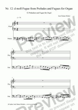 page one of Nr. 12: d moll Fugue from Preludes and Fugues for Organ