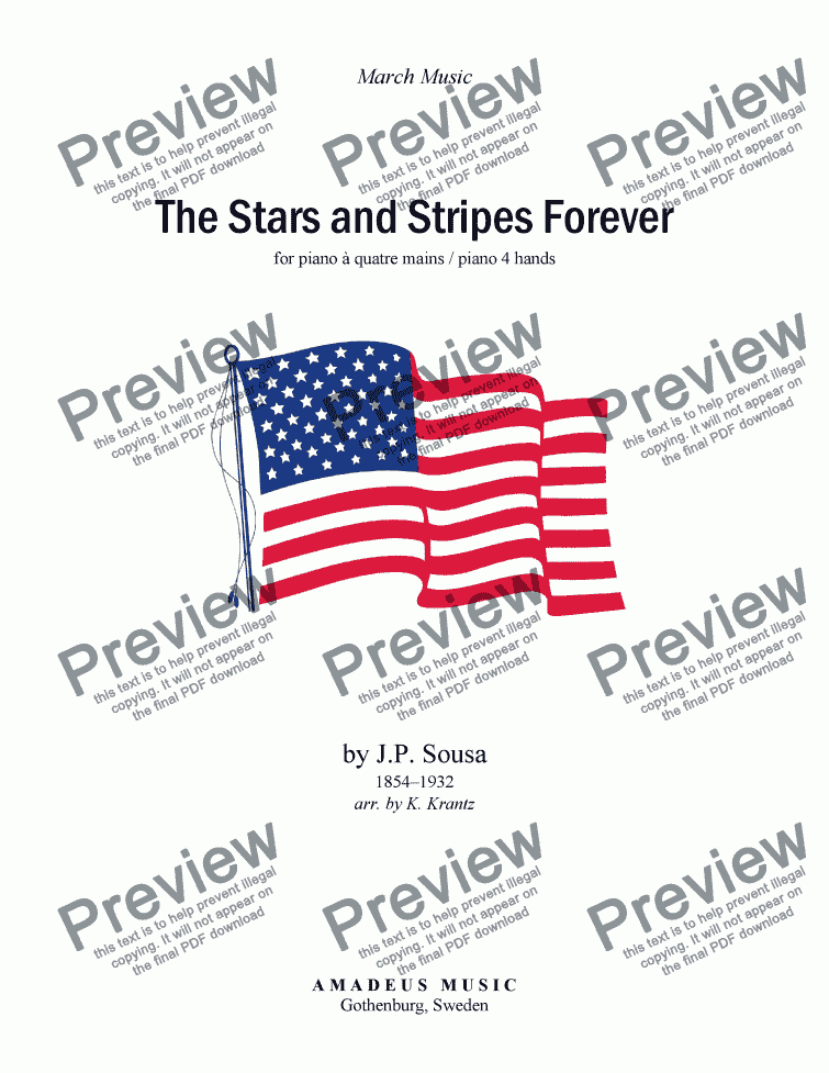 page one of Stars and Stripes Forever, The - for piano four hands, 1 piano, 4-hands