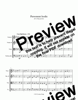 page one of Personent hodie (for string quartet)