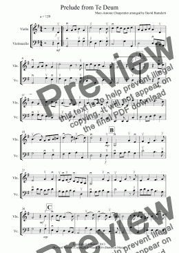 page one of Prelude from Te Deum for Violin and Cello