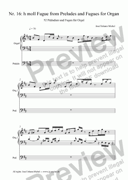page one of Nr. 16: h moll Fugue from Preludes and Fugues for Organ