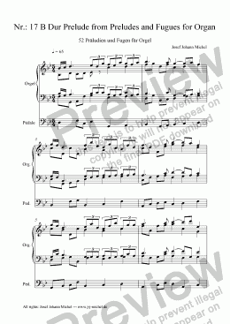 page one of Nr.: 17 B Dur Prelude from Preludes and Fugues for Organ