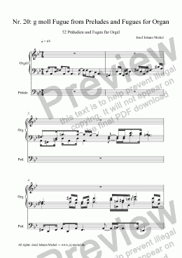 page one of Nr. 20: g moll Fugue from Preludes and Fugues for Organ