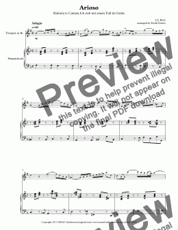 page one of Arioso (Sinfonia to Cantata Ich steh mit einem Fuß im Grabe) for Bb Trumpet & Harpsicord (Pro version)