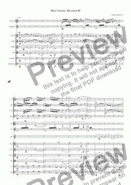 page one of Oboe Concerto, Movement III
