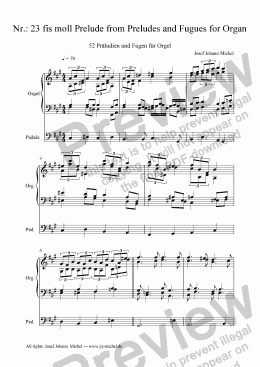 page one of Nr.: 23 fis moll Prelude from Preludes and Fugues for Organ