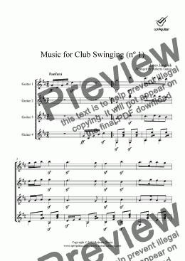 page one of Music for Club Swinging (nº 1) for guitar quartet