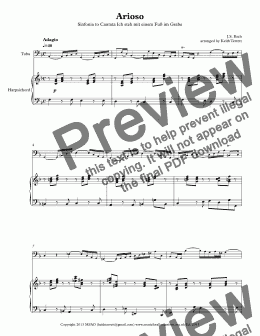 page one of Arioso (Sinfonia to Cantata Ich steh mit einem Fuß im Grabe) for C Tuba & Keyboard/Organ