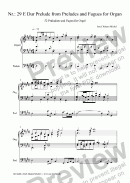 page one of Nr.: 29 E Dur Prelude from Preludes and Fugues for Organ