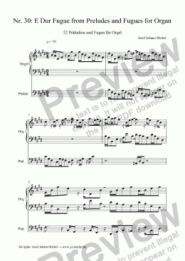 page one of Nr. 30: E Dur Fugue from Preludes and Fugues for Organ