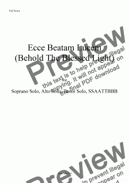 page one of Ecce Beatam Lucem (Behold The Blessed Light)