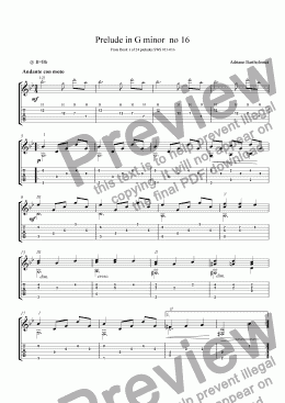 page one of Prelude in G minor no 16 from Book 1 of 24