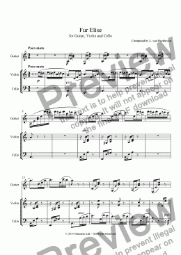 page one of Für Elise - Guitar, Violin & Cello