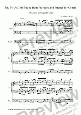 page one of Nr. 34: As Dur Fugue from Preludes and Fugues for Organ