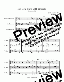 page one of Ein feste Burg: VIII ’Chorale’ (recorder trio)