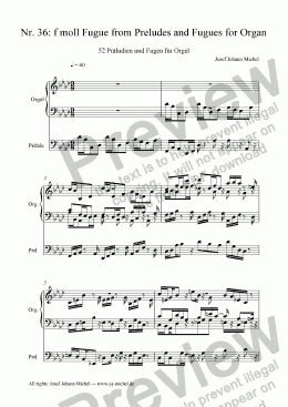 page one of Nr. 36: f moll Fugue from Preludes and Fugues for Organ
