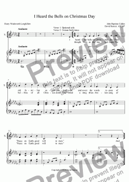 page one of I Heard the Bells on Christmas Day - SA version