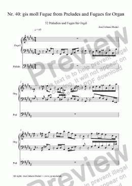 page one of Nr. 40: gis moll Fugue from Preludes and Fugues for Organ