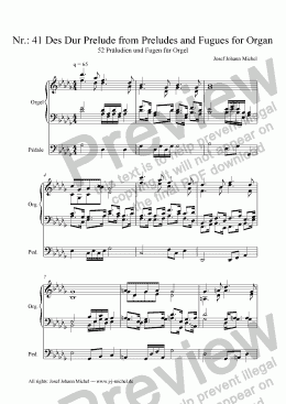 page one of Nr.: 41 Des Dur Prelude from Preludes and Fugues for Organ