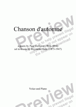 page one of Chanson d’automne (R. Hahn / Verlaine)