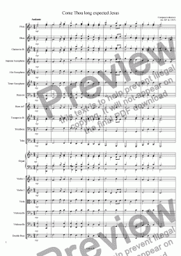 page one of Come Thou long expected Jesus - Orchestra