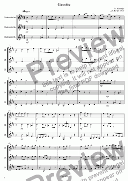 page one of Gavotte - Clarinet Trio