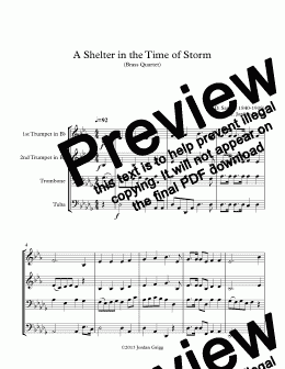 page one of A Shelter in the Time of Storm (Brass Quartet)
