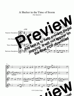 page one of A Shelter in the Time of Storm (Sax Quartet)