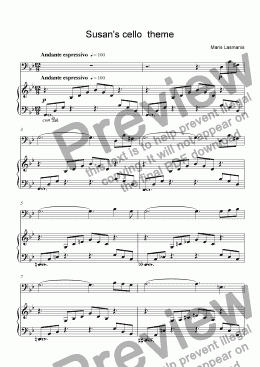 page one of Susan's cello  theme