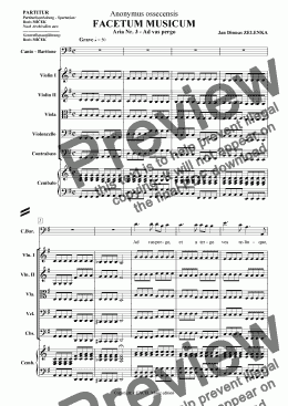 page one of Anonymus ossecensis - Jan Dismas ZELENKA - FACETUM MUSICUM, Aria Nr. 18 - Ad vas pergo