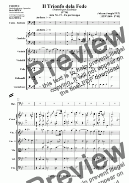 page one of FUX Johann Joseph - "Il Trionfo della fede", Oratorio per Ecclesia, K.294, Aria Nr. 19 - Fu pur troppo