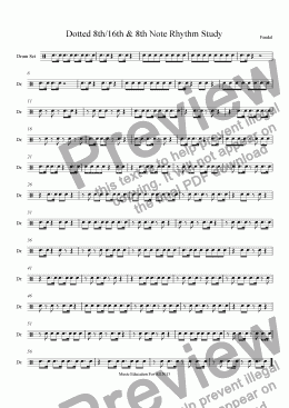 page one of Dotted 8th/16th & 8th Note Rhythm Study