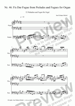 page one of Nr. 46: Fis Dur Fugue from Preludes and Fugues for Organ