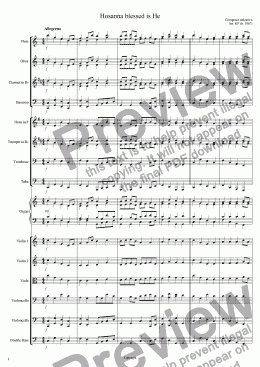page one of Hosanna blessed is He - Orchestra