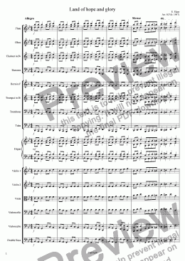 page one of Land of hope and glory - Orchestra