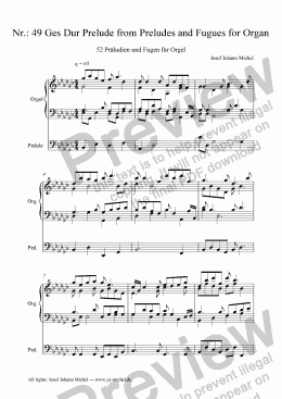 page one of Nr.: 49 Ges Dur Prelude from Preludes and Fugues for Organ