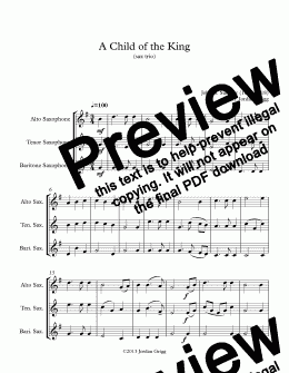 page one of A Child of the King (sax trio)