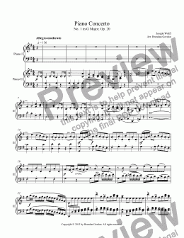 page one of Piano Concerto No. 1 in G by Joseph Wölfl, 2-piano score