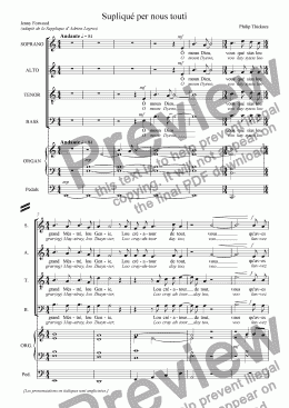 page one of Supliqué per nous touti (SATB & organ)
