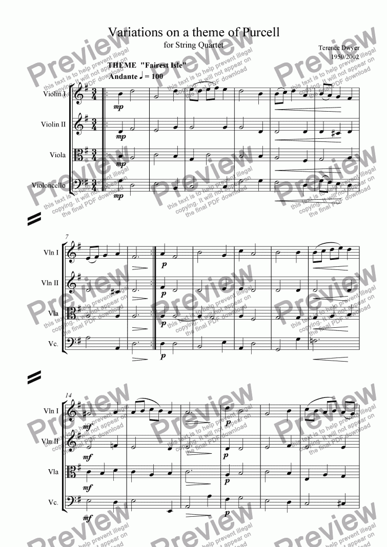 page one of Variations on a theme of Purcell