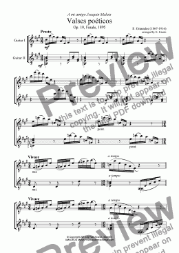 page one of Valses poéticos Finale for guitar duet