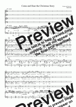 page one of Come and Hear the Christmas Story (SATB choir with piano)