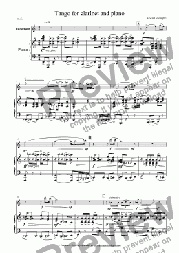 page one of "Tango for clarinet and piano"