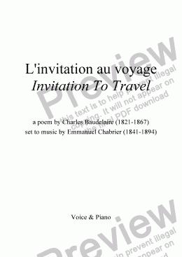 page one of L’invitation au voyage (Chabrier / Baudelaire)