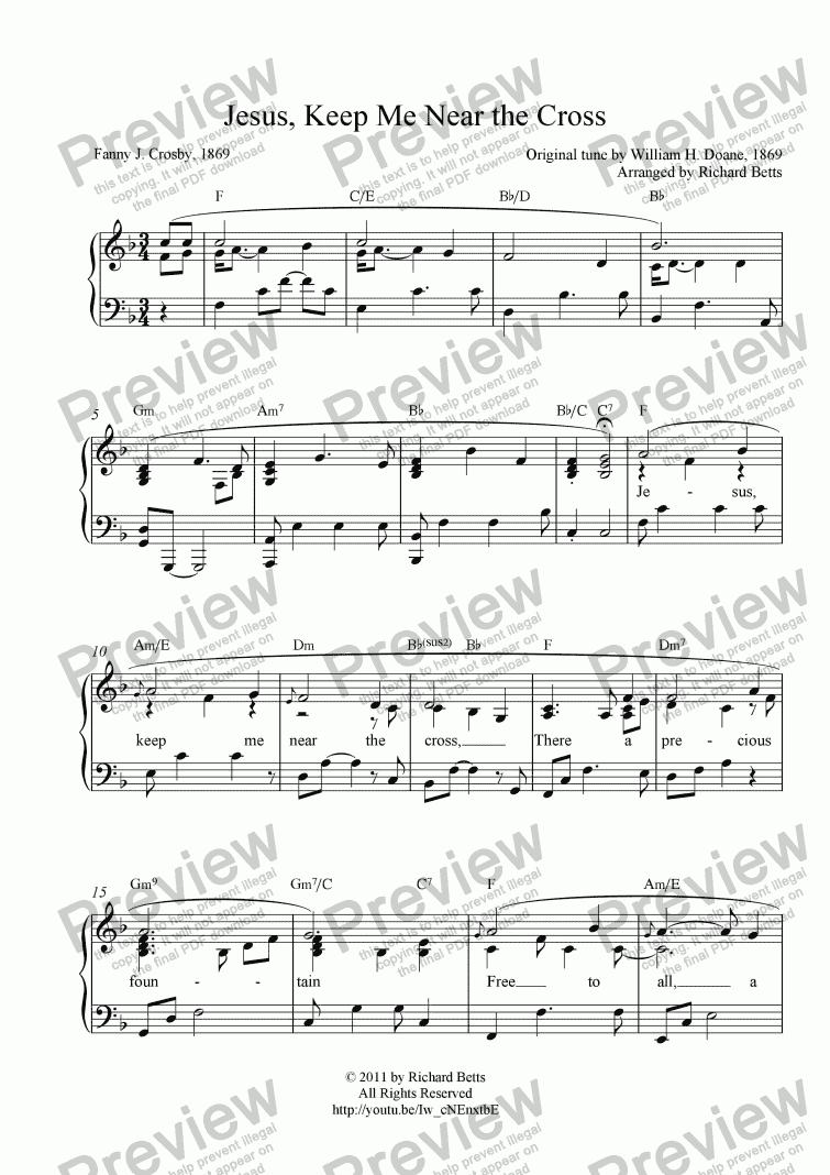 page one of Jesus, Keep Me Near the Cross - Lent / Easter / Communion Hymn Piano Solo