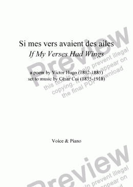 page one of Si mes vers avaient des ailes (Cesar Cui / Victor Hugo)