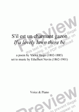 page one of S’il est un charmant gazon (E. Nevin / Victor Hugo)