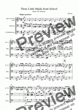 page one of Three Little Maids from School (bass clarinet, bassoon & contrabassoon trio)