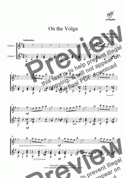 page one of On the Volga for guitar duet